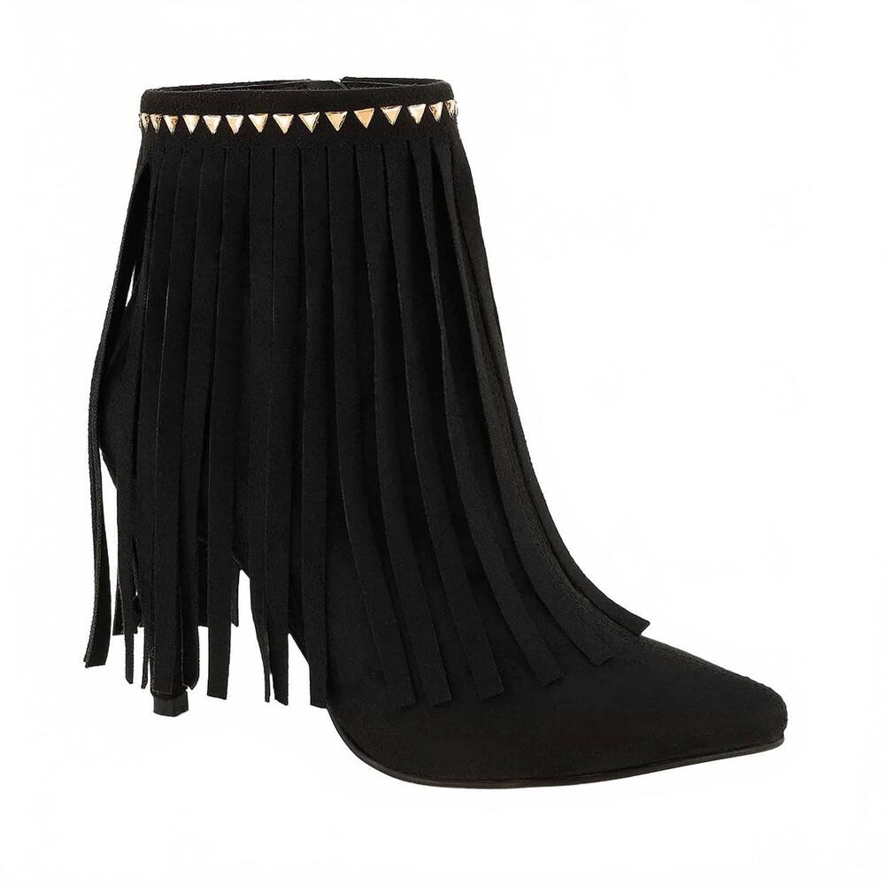 NEW ANDREA women's fringe detail boots in black